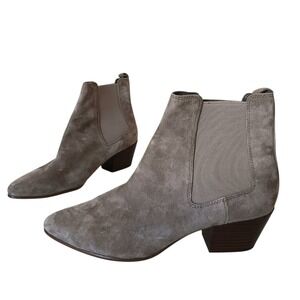 Sam Edelman Reesa Chelsea Boots Women 10 Taupe Suede Pointed Toe Block Heel
